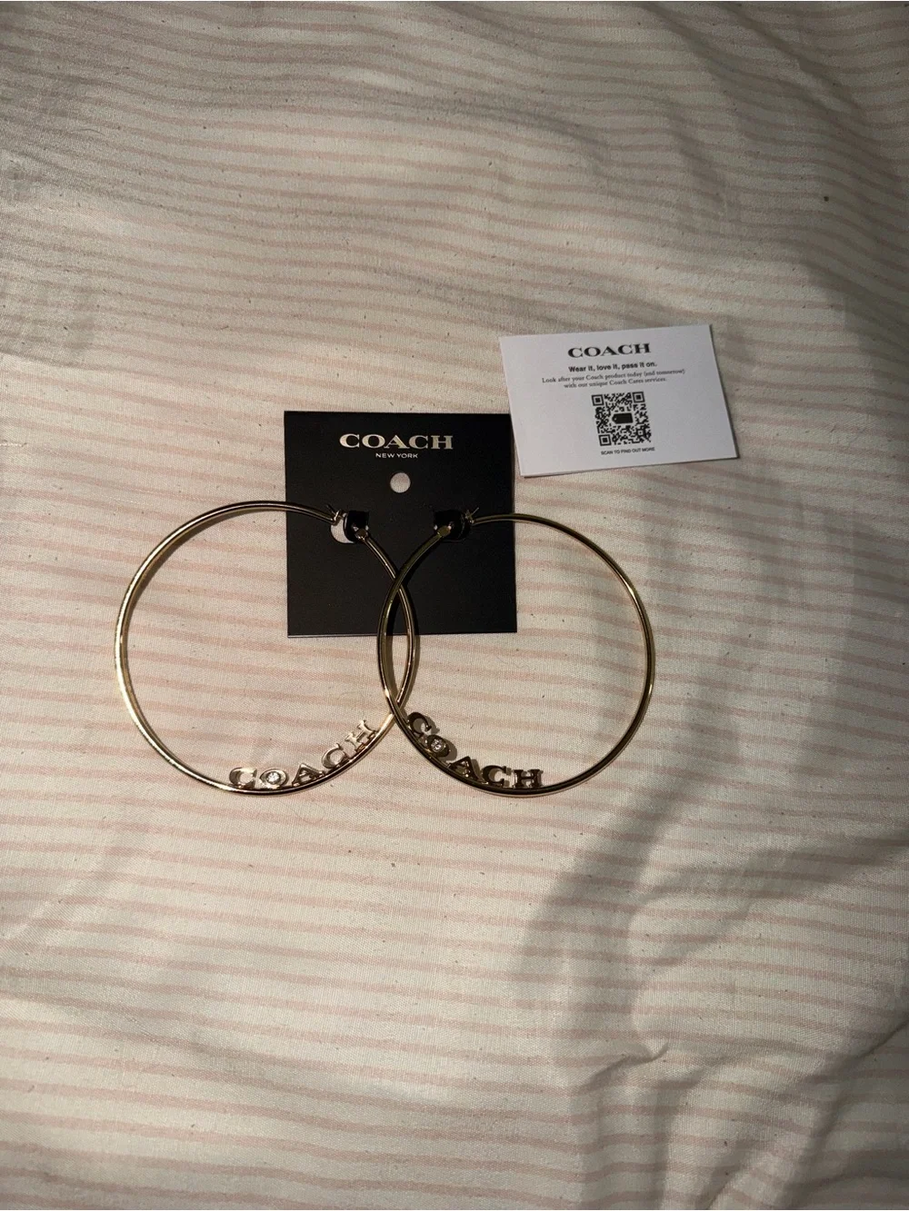 Coach Gold-Tone Logo Hoop Earrings - Picture 4 of 4